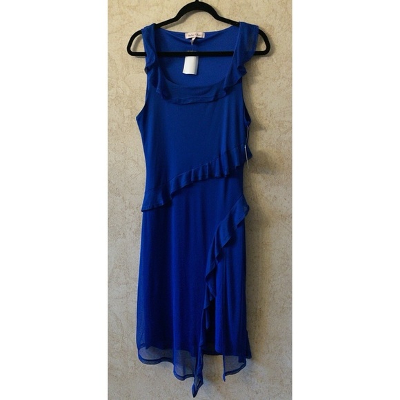 Harlow & Rose Womens Sleeveless Midi Dress with Ruffle Slit - Picture 2 of 8